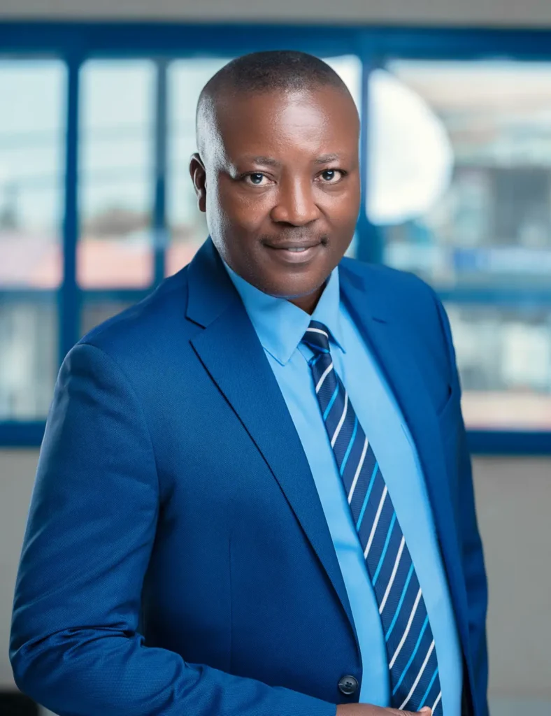 A man in a blue suit